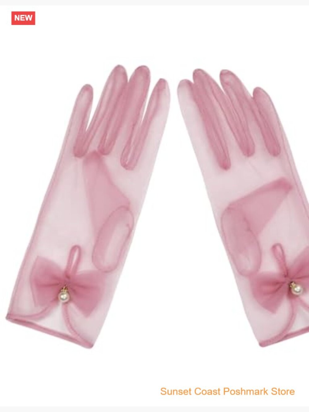 Women's Bow Tea Party Sheer Mesh Opera Gloves - Picture 5 of 6